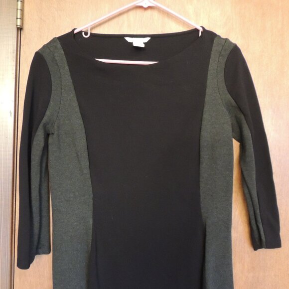 H&M Black & Gray Colorblock Bodycon Dress Size Medium 3/4 Sleeve - Picture 2 of 6